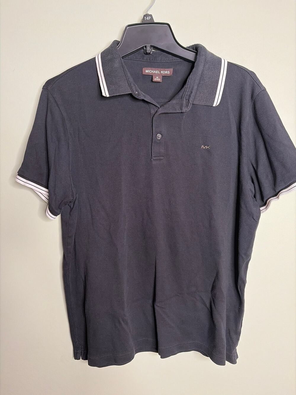 Michael Kors Mens Black and White Polo Medium